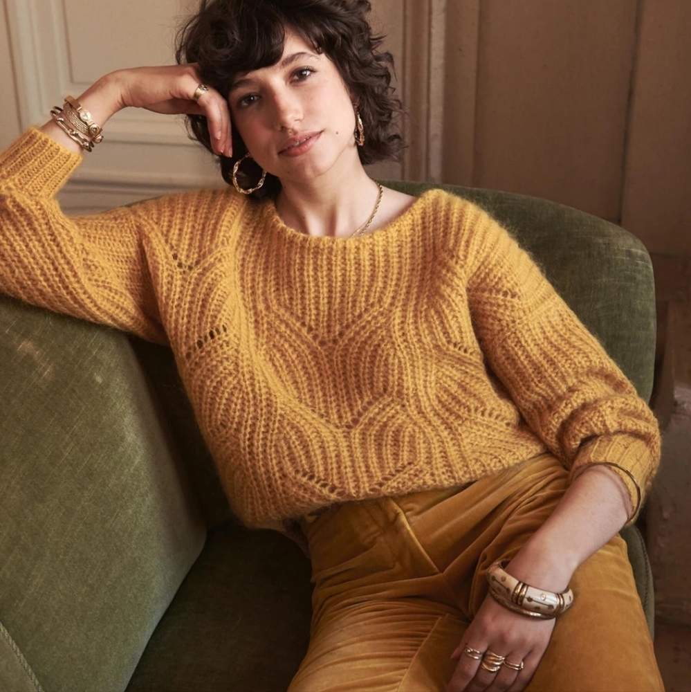 Sezane Simone Jumper mohair/wool sweater mustard